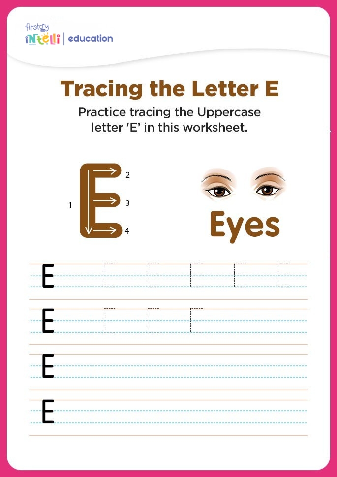 E for Eyes Tracing Worksheet E for Eyes Tracing Worksheet