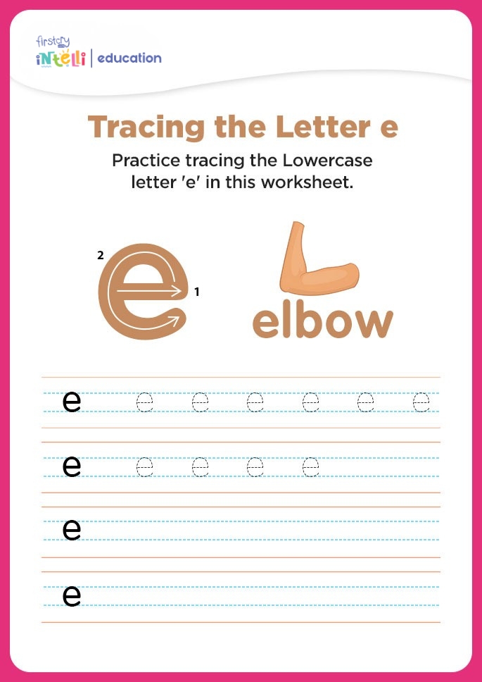 e for elbow tracing worksheet e for elbow tracing worksheet