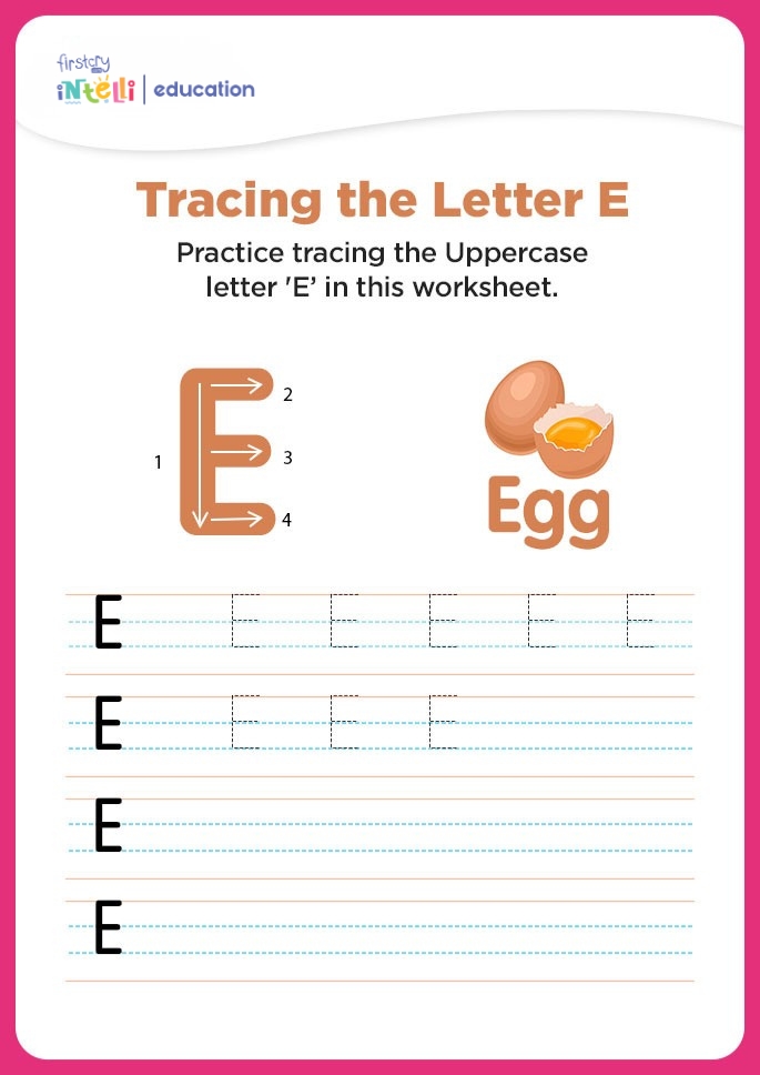 E for Egg Tracing Worksheet E for Egg Tracing Worksheet