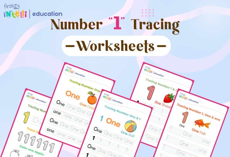 Number 1 Tracing Worksheets for Preschoolers & Kindergarten