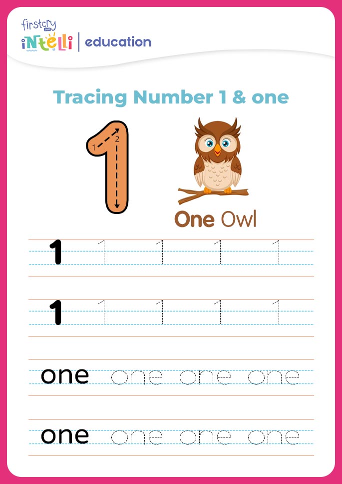 Tracing number 1 and one Owl