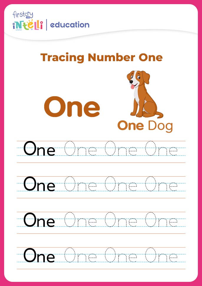 Tracing number worksheet Dog