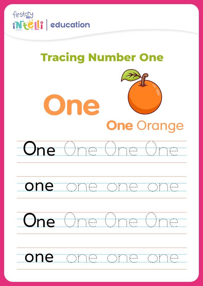 Tracing number one Orange