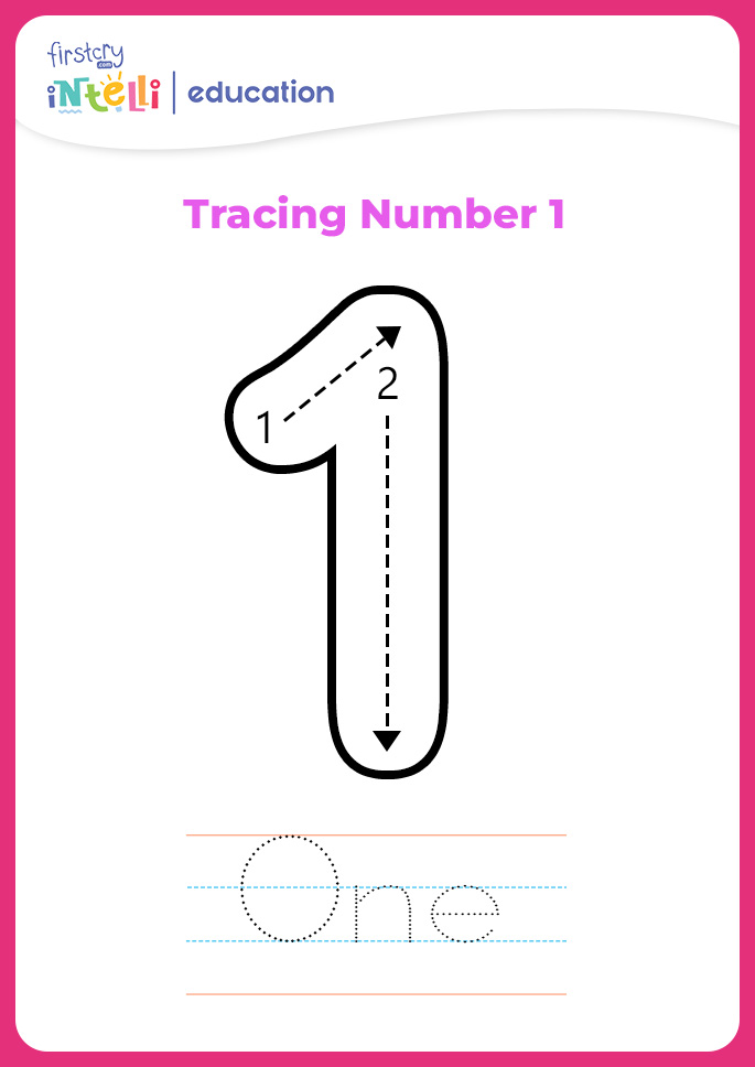 Tracing Number 1 Worksheet