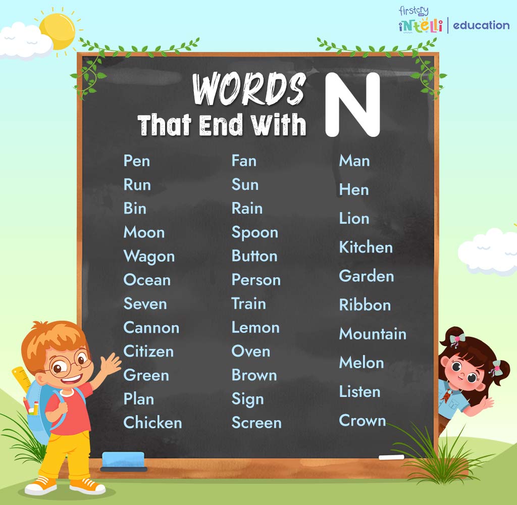 Words That End with N Chart