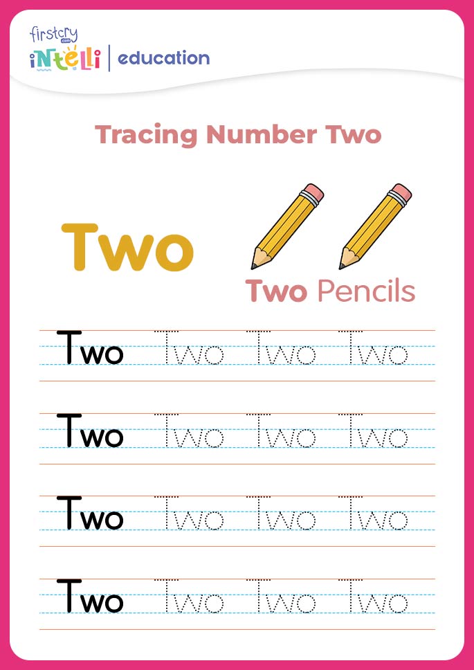 Tracing Number 2 - Pencils Tracing Number 2 - Pencils