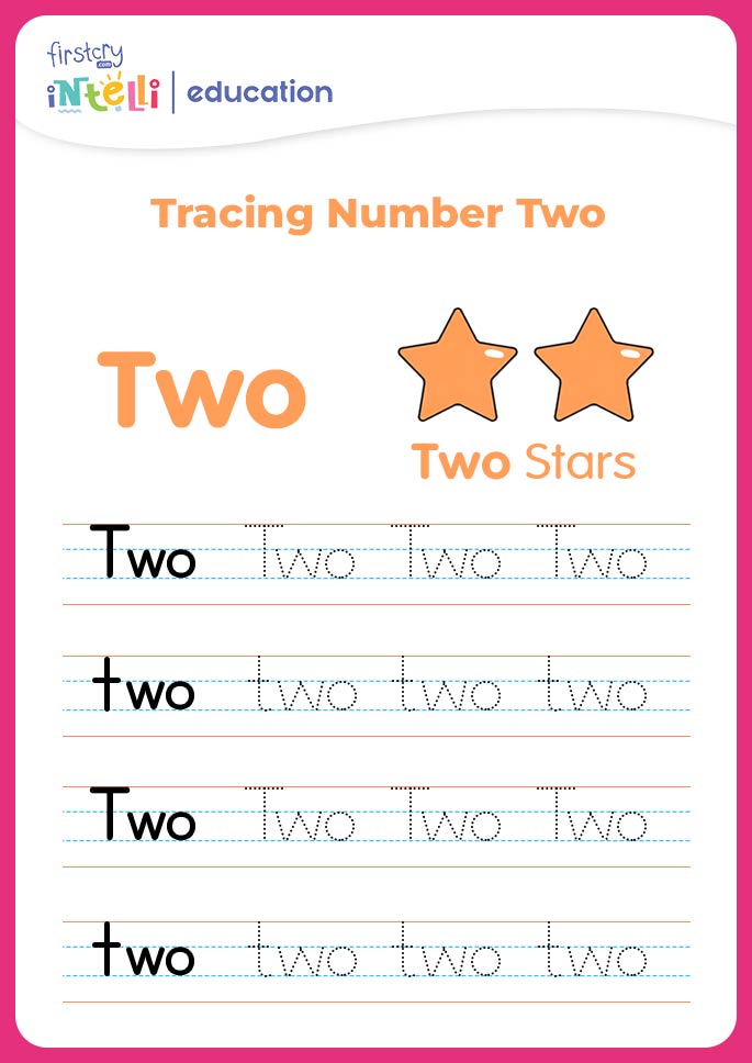 Tracing Number Two - Stars Tracing Number Two - Stars
