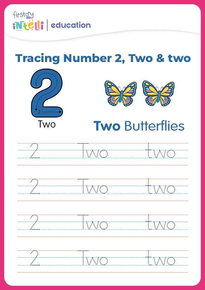 Tracing Number 2, two & Two - Butterflies Tracing Number 2, two & Two - Butterflies