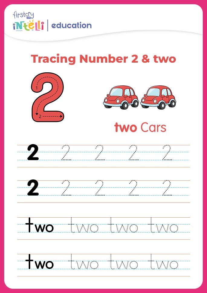 Tracing Number 2 & two - Cars Tracing Number 2 & two - Cars