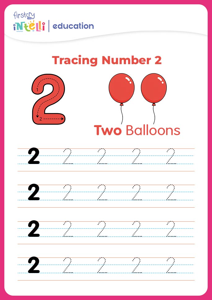 Tracing Number 2 - Ballons Tracing Number 2 - Ballons