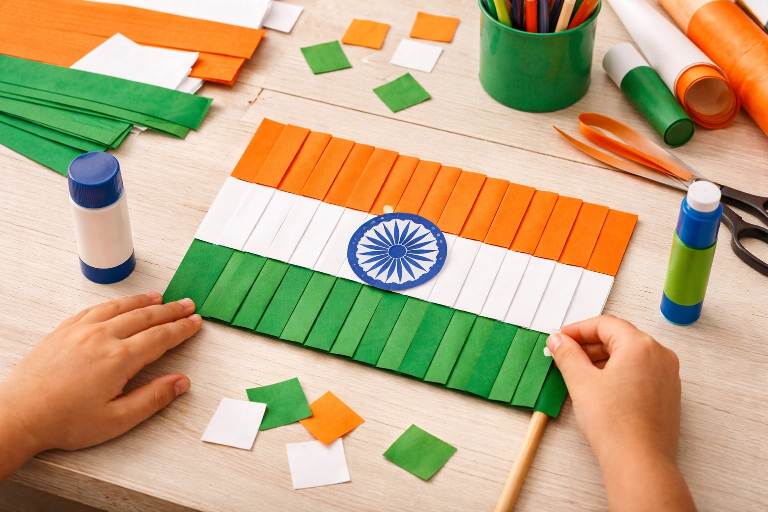 Tricolour Paper Flag Craft Tricolour Paper Flag Craft