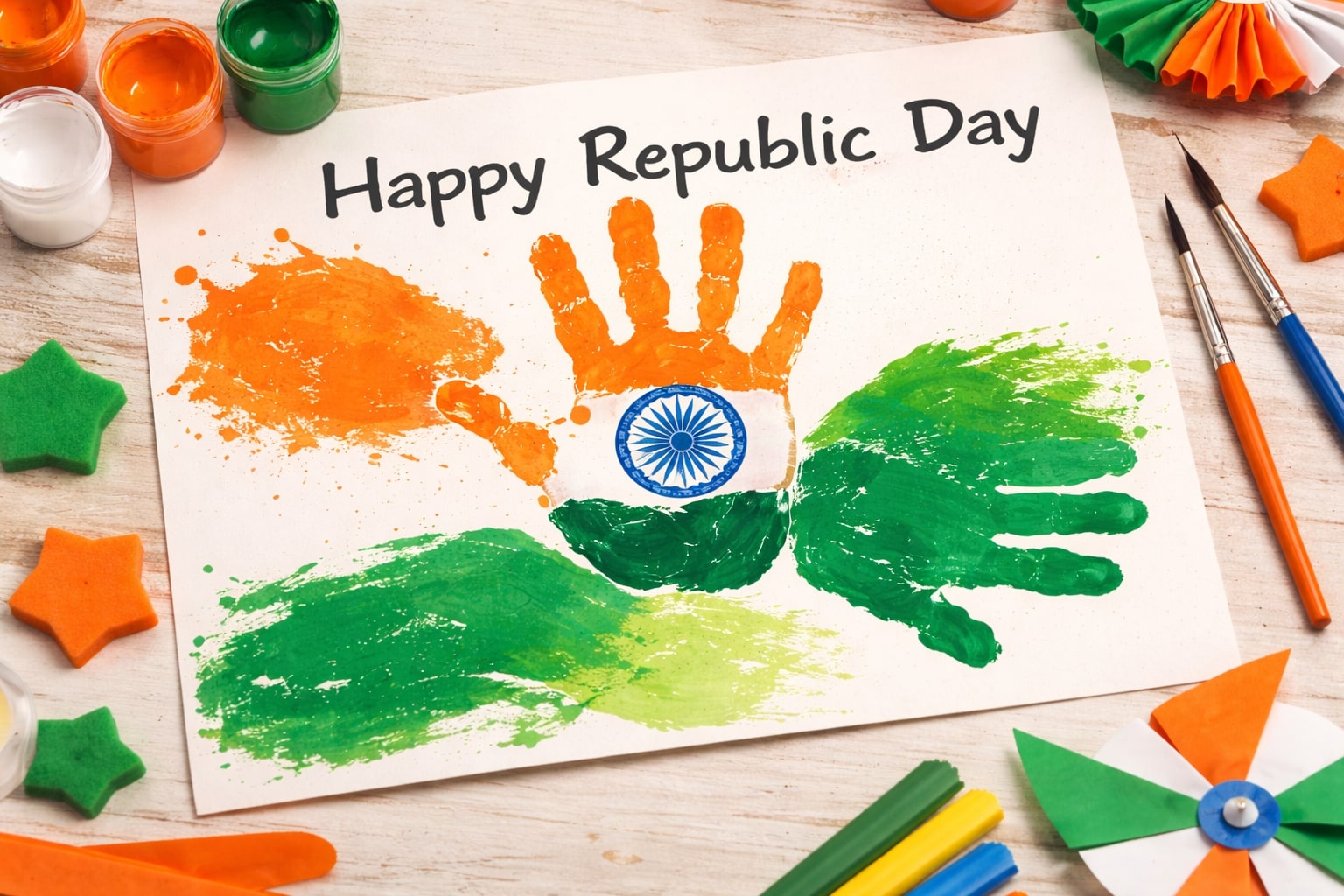 Handprint Indian Flag Art Handprint Indian Flag Art