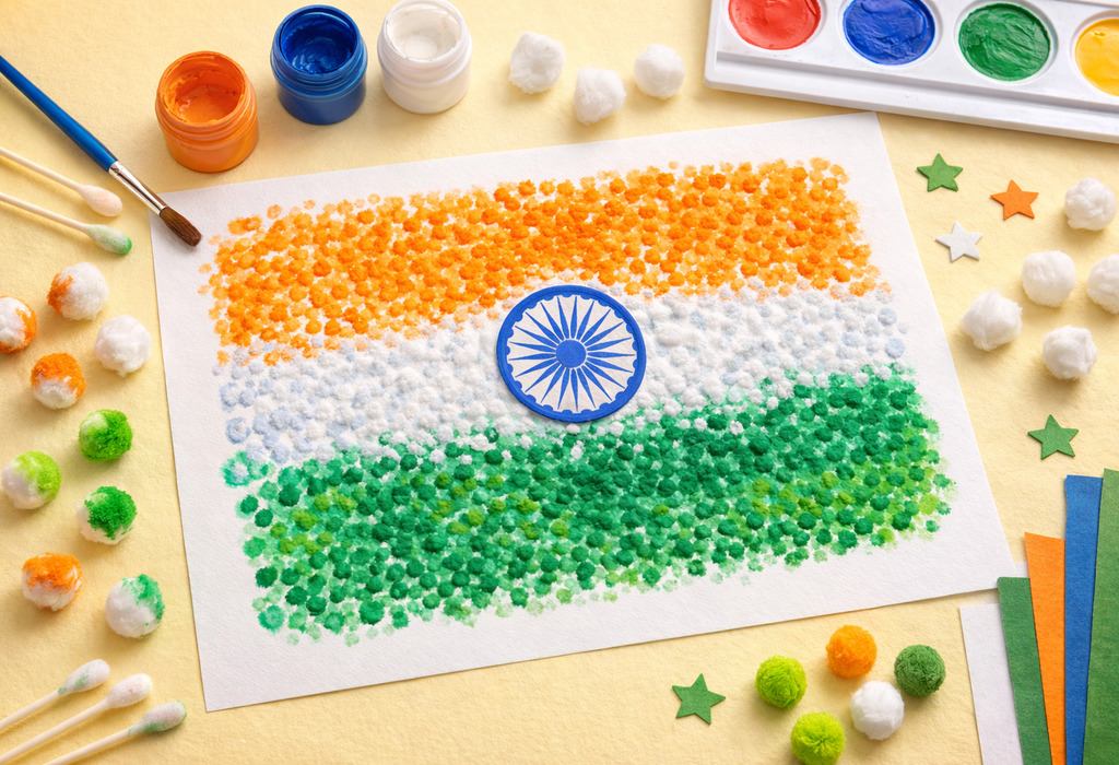 Cotton Dab Tricolour Painting Cotton Dab Tricolour Painting