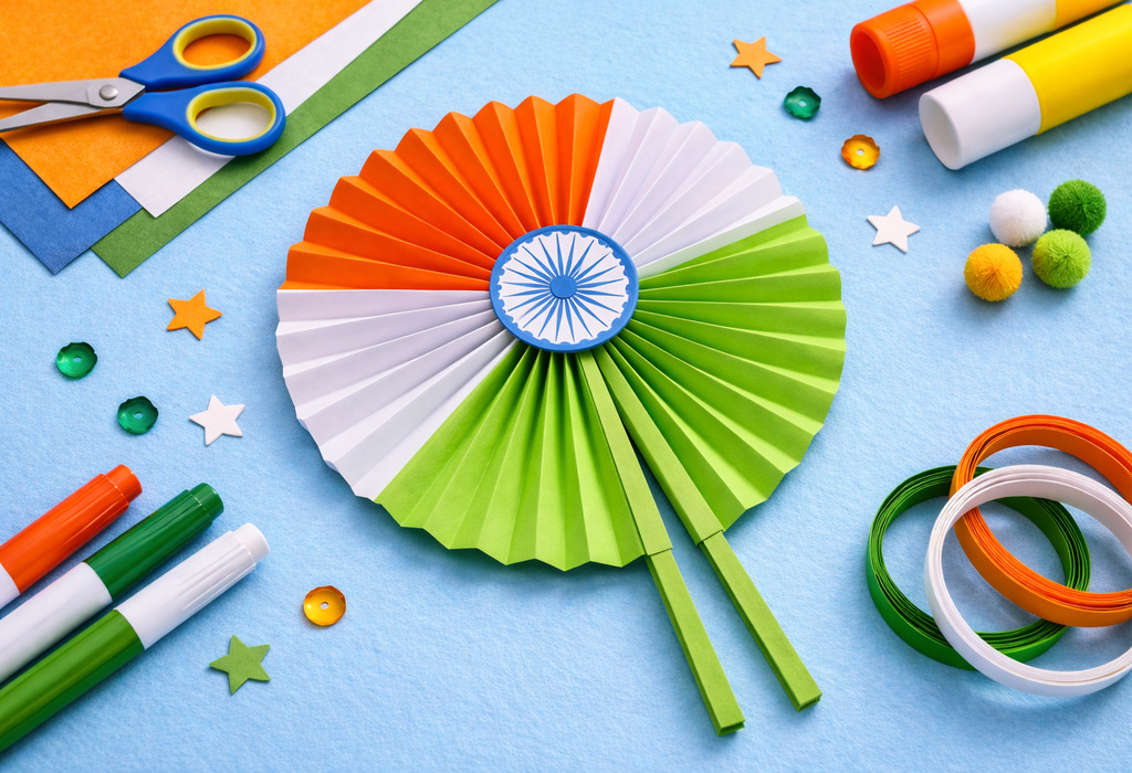 Tricolour Paper Fan Craft Tricolour Paper Fan Craft