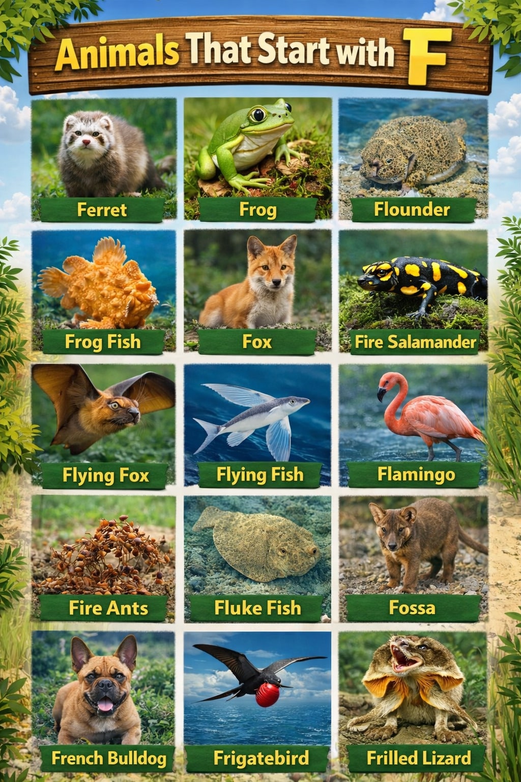 Animal That Start with F Chart