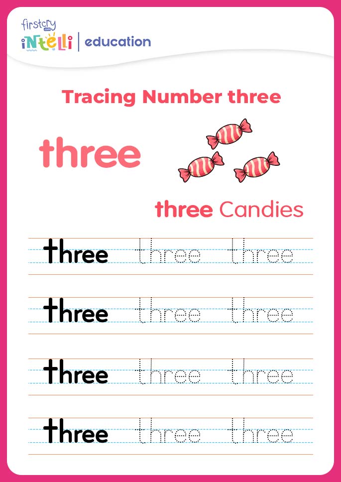 Number 3 Tracing - Candies