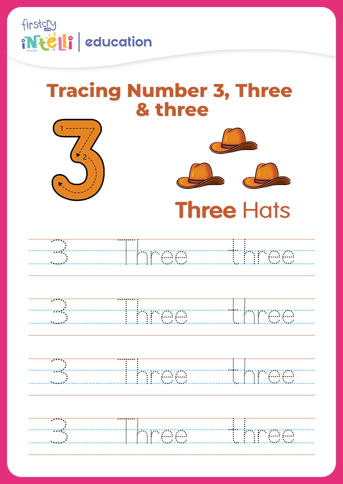 Three Tracing Number - Hats