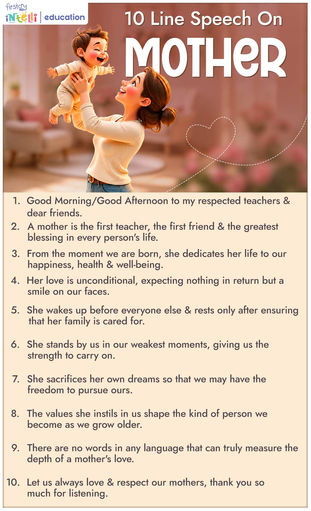 10 Line Speech on Mother's