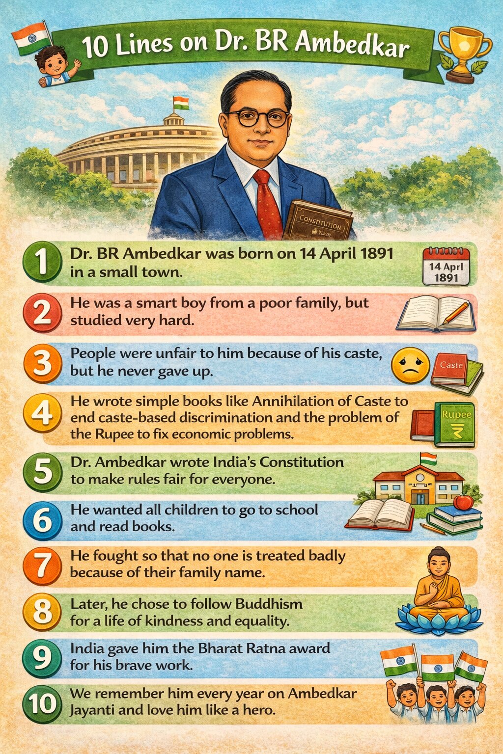 10 Lines on Dr BR Ambedkar 10 Lines on Dr BR Ambedkar