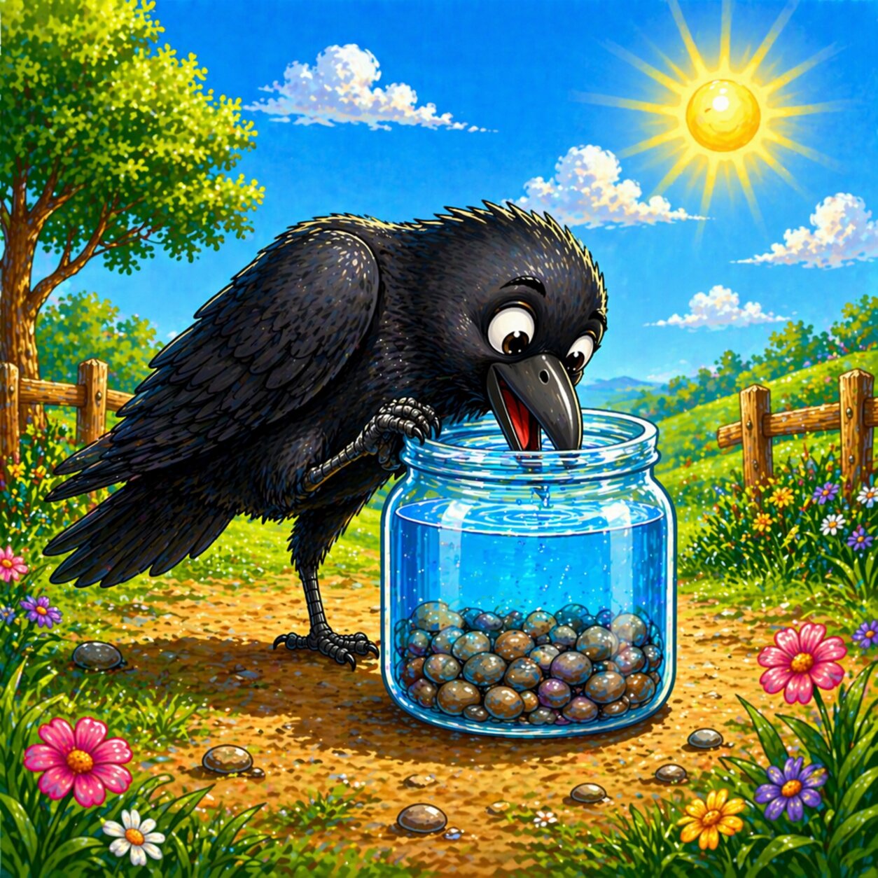 The Crow Drinking Water