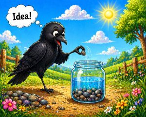 The Crow Picking and Dropping Pebbles