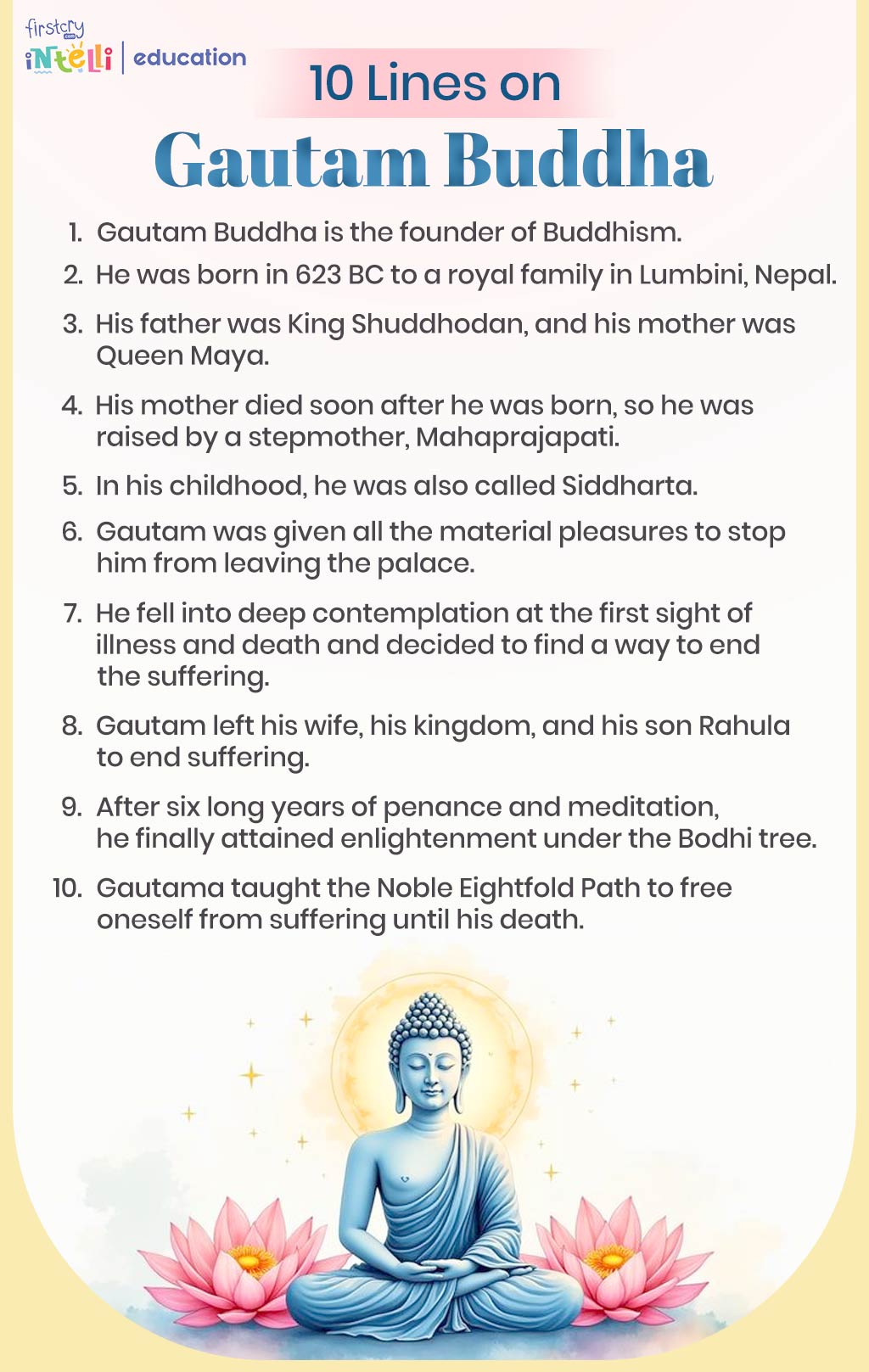 10 Lines on Gautam Buddha in English