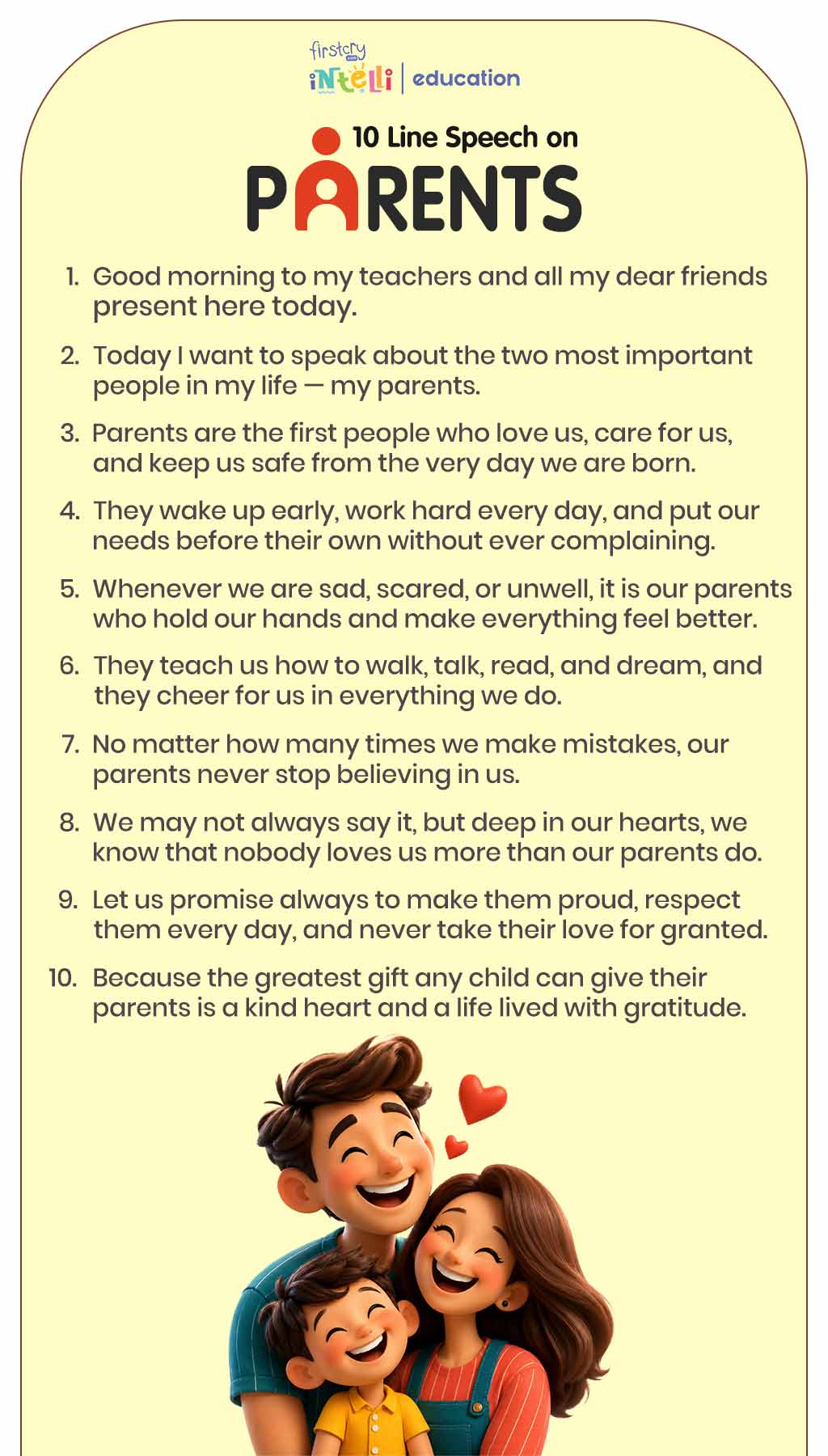 10 Line Speech on Parents - Infographic 10 Line Speech on Parents - Infographic