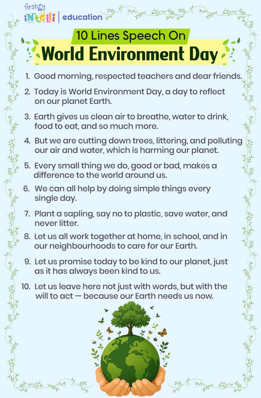10 Line Speech on World Environment Day - Infographic
