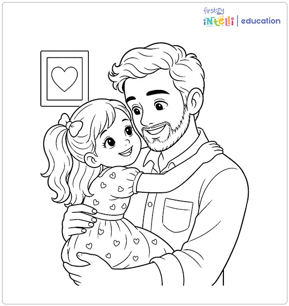Daughter and Father Coloring Page Daughter and Father Coloring Page