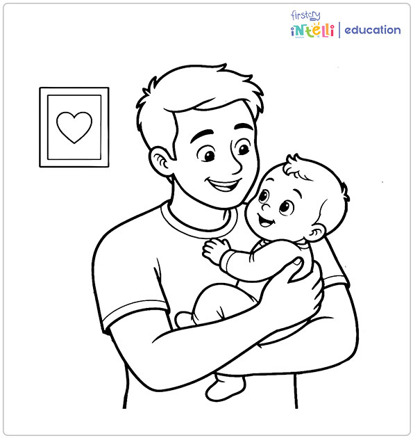 Dad Holding Baby Coloring Page Dad Holding Baby Coloring Page