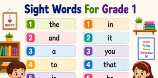 Sight Words For Class 1