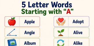 5 Letter Words Starting With A