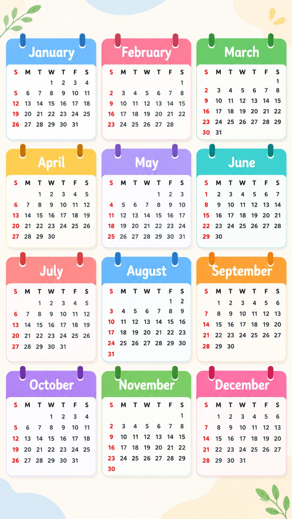 12 Months Of The Year 12 Months Of The Year