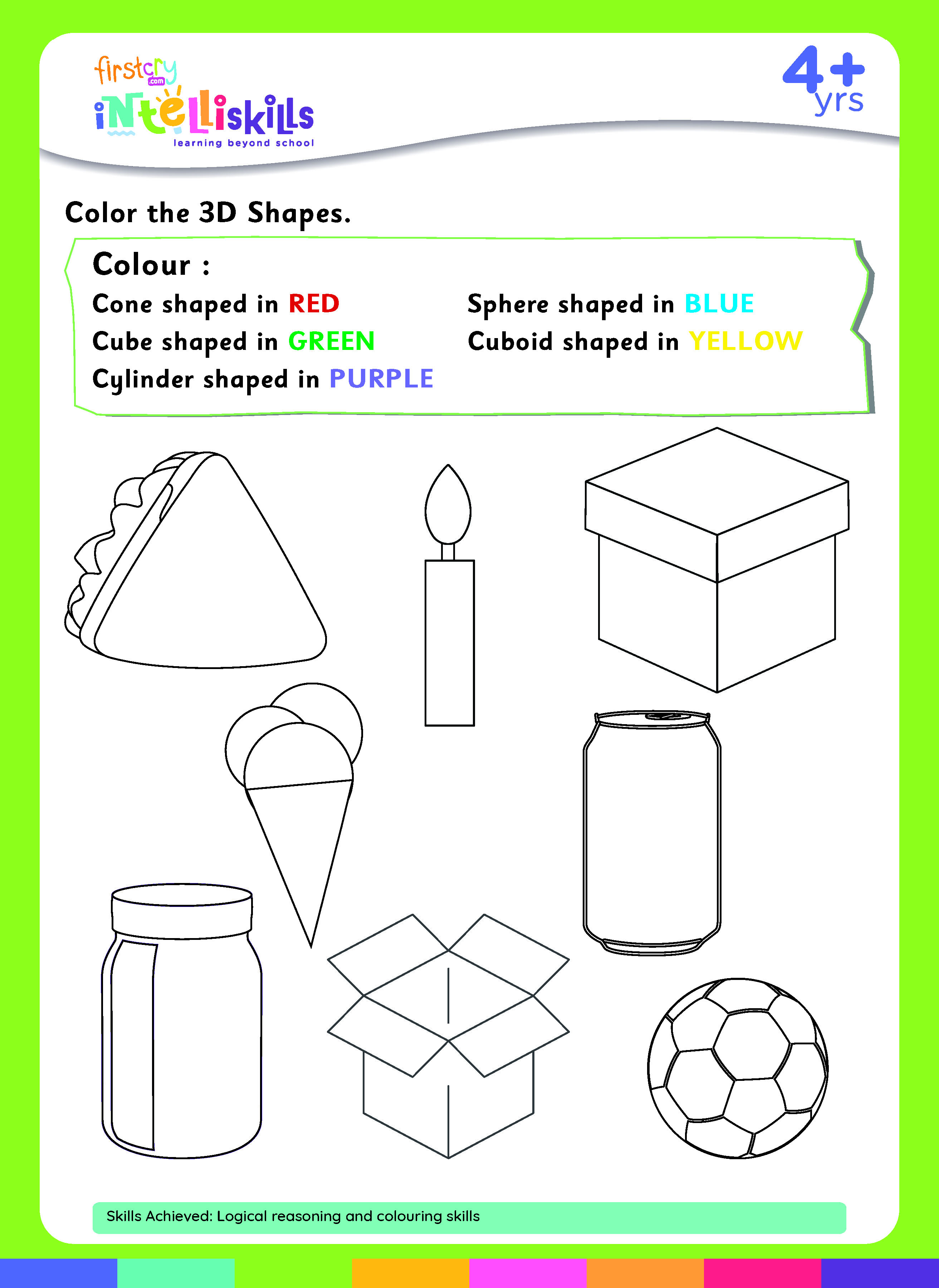 3d Shapes Coloring Sheets