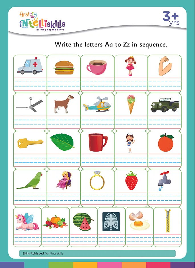 Write the letters Aa to Zz in sequence Worksheet